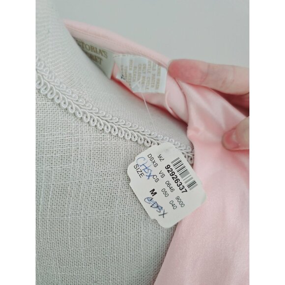 Victoria's Secret Vintage Pink Satin Lace Gold Label 79s 80s Kimono Long Robe M - Picture 12 of 13